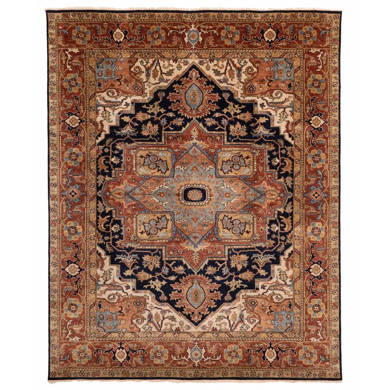 ECARPETGALLERY Hand-knotted Jules Sultane Dark Navy Wool Rug - 7'11 x 9'11