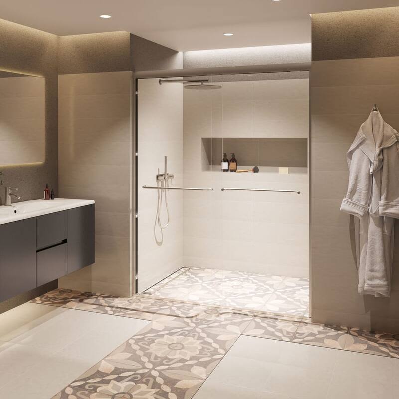 Seawin Strada Light Bypass Frameless Sliding Glass Shower Door 1/4 in. (6 mm) Thick Clear Tempered Glass