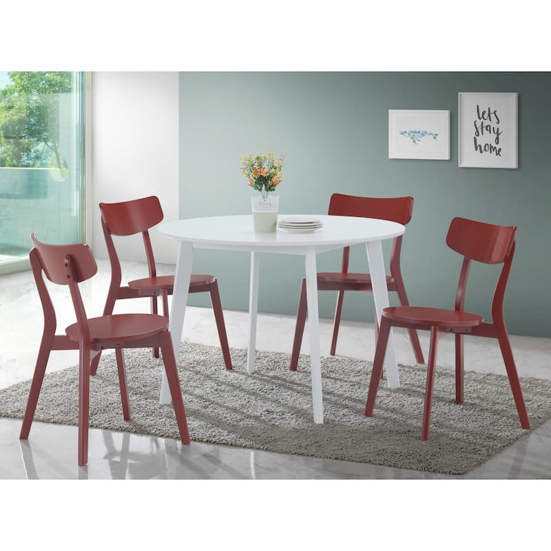 Roundhill Furniture Roma Contemporary White Round Dining Table