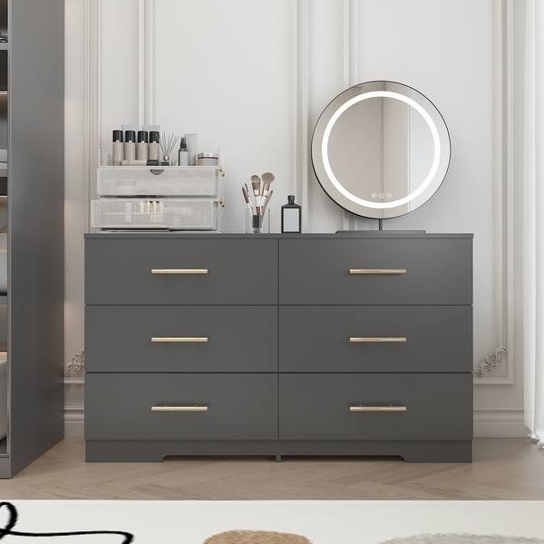 modern dresser for dining room Modern Stylish 6 Drawer Dresser Cabinet with Metal Handle for Dining Room, Living Room, Kitchen Hallway - Bed Bath & Beyond