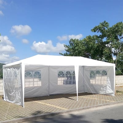 Party Canopy Tent, Outdoor Temporary Gazebo with Sidewalls, White