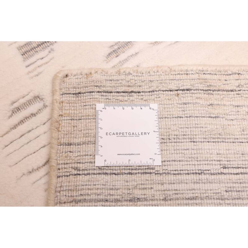 ECARPETGALLERY Hand Loomed Elysian Cream Wool Rug - 7'11 x 9'10