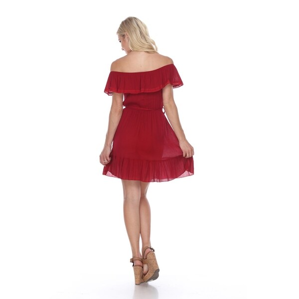 white smocked off the shoulder dress