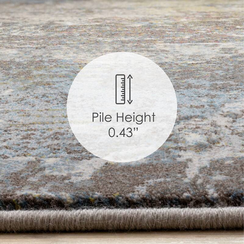 Grey Blue Green Pink Distressed Area Rug