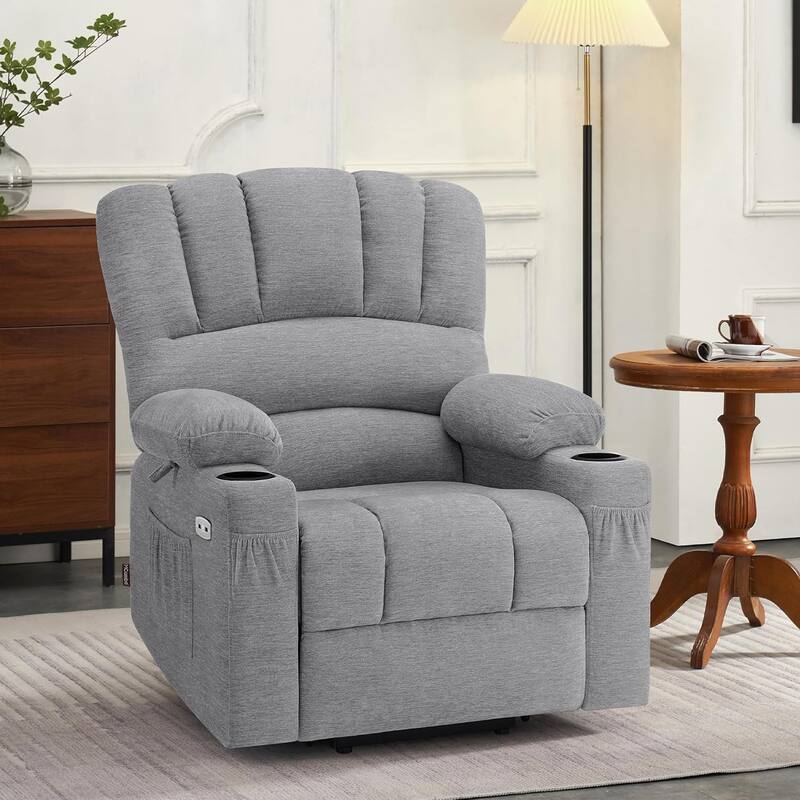 MCombo Power Lift Recliner Chair, Massage and Heat for Elderly, Extended Footrest,Cup Holders, USB Ports 7095