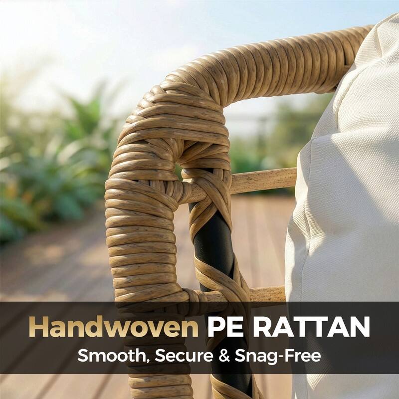 FINCATI 2-Person Outdoor/Indoor Wicker Lounge Egg Chair Loveseat, Oversized 51" Patio Club Chair with 5.5" Cushion