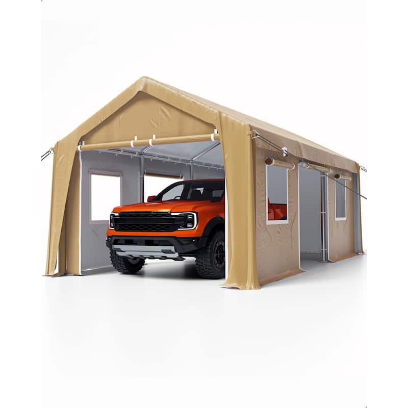 13'x20' Heavy Duty Carport Canopy with Front & Rear Doors