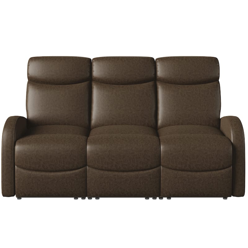 Strick & Bolton 3 Seat Distressed Faux Leather Reclining Loveseat