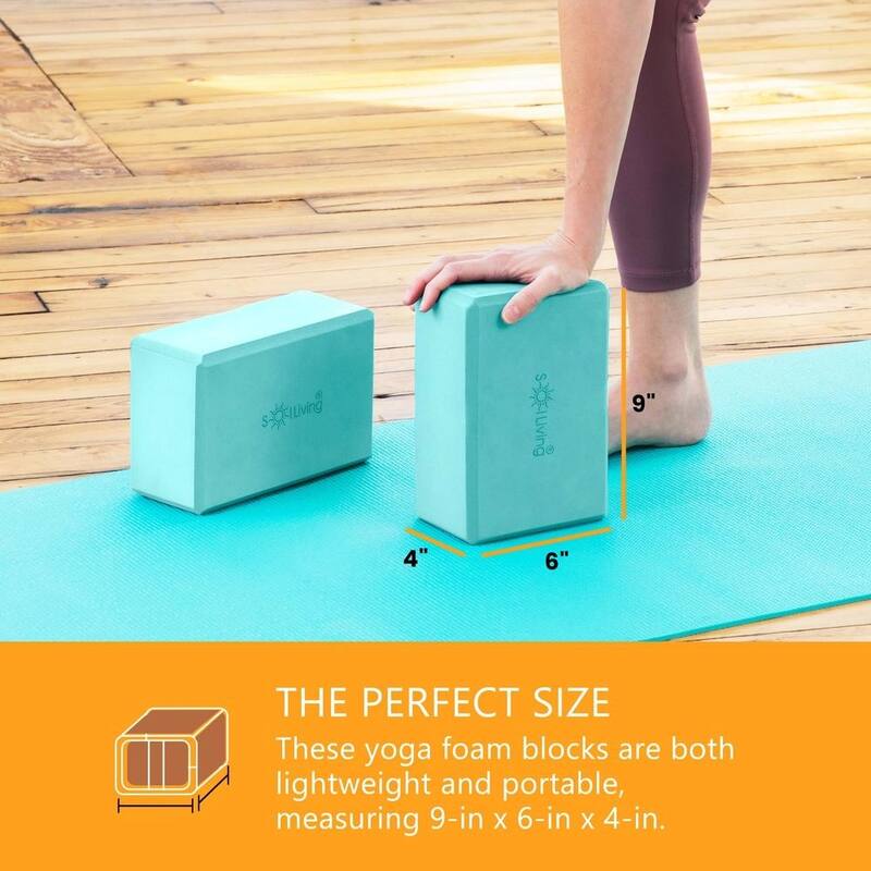 Sol Living Exercise Non Slip Foam Yoga Block 4" x 6" x 9" - 2 Pack