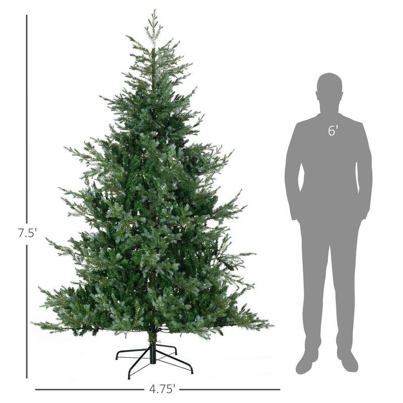 HOMCOM Artificial Christmas Tree - Auto Open, Steel Base, Wide Shape, Easy-to-Shape Branches - Green
