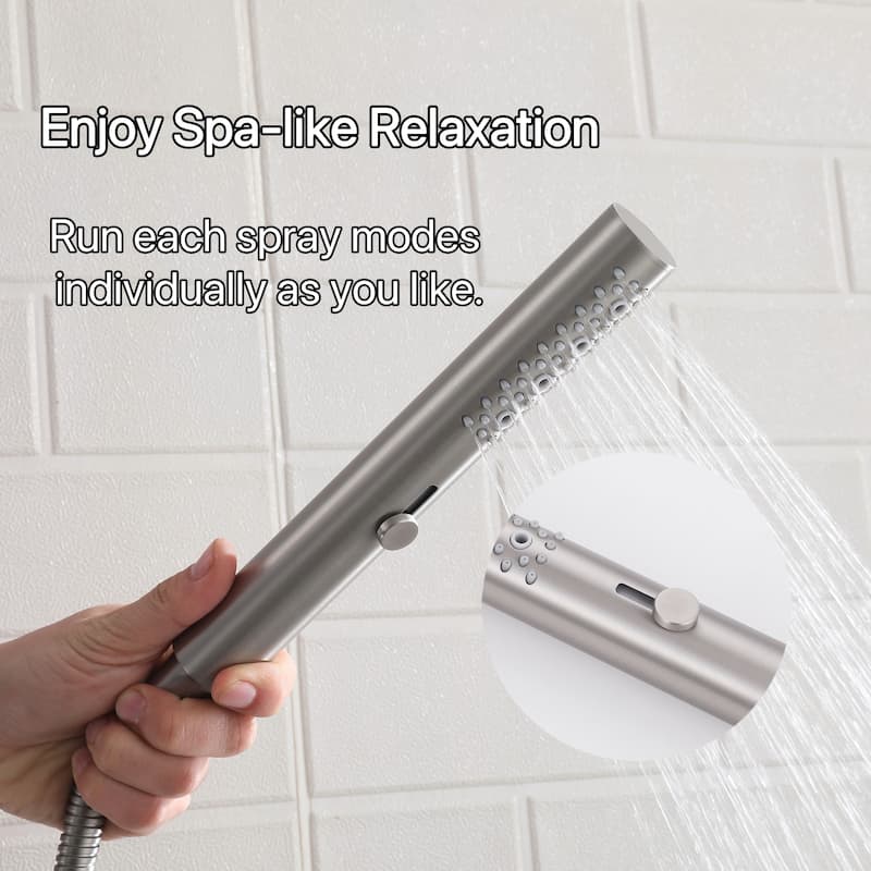 Modland 4-Way Exposed Retrofit Shower System with Rainfall & Handheld, Easy Install in Black/Nickel/Chrome