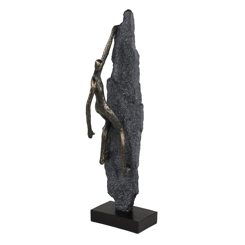 Polystone People Climbing Decorative Sculpture - Bronze - Roche River Decor - Bronze