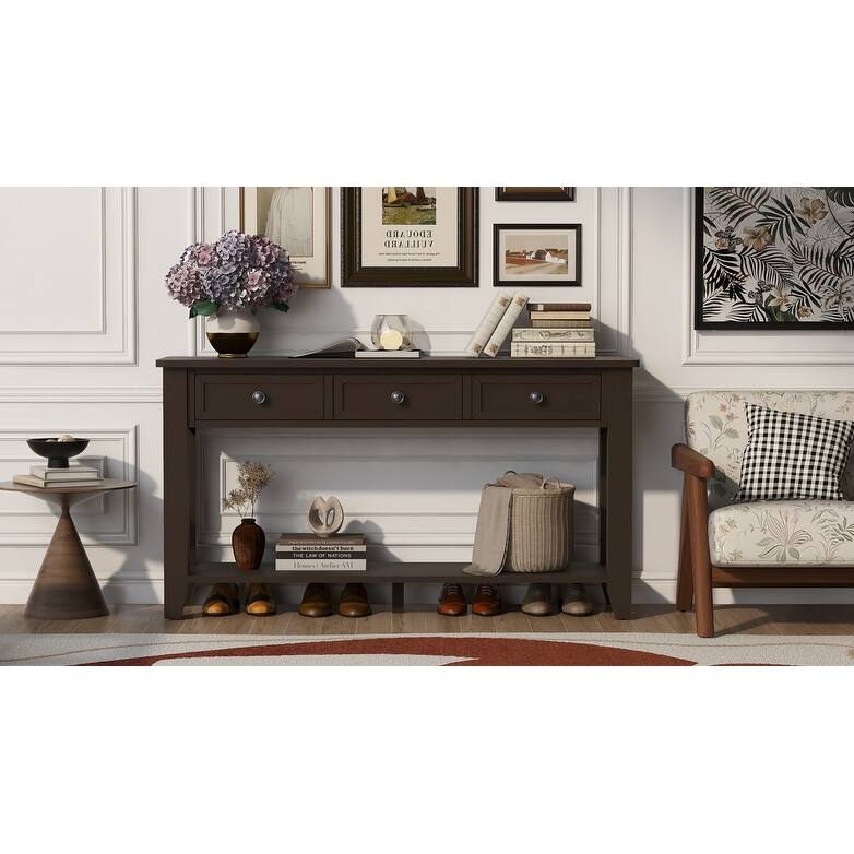 55.4" Modern Entryway Console Table with 3 Storage Drawers
