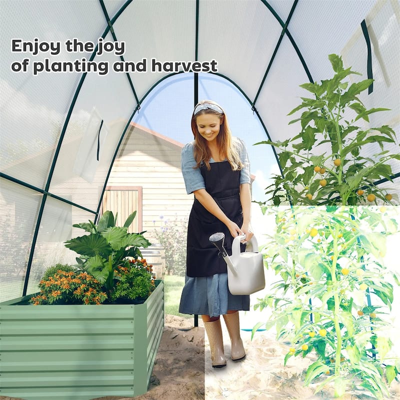 High Tunnel Garden Greenhouse with Mesh Windows and Sandbag Weight System and Zipper Access