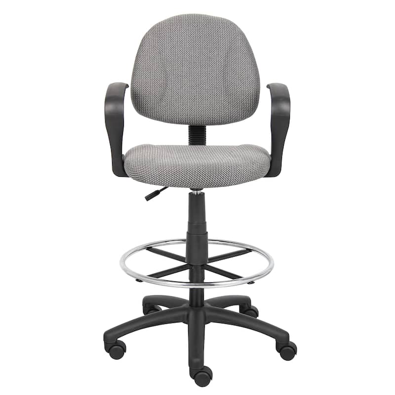 Boss Adjustable Black Loop Arm Drafting Stool with Wheel Casters