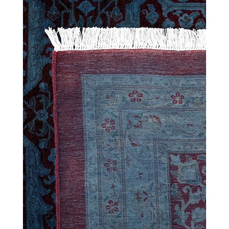 Overton Handknotted Wool Vintage Inspired Contemporary Overdyed Red Area Rug - 18' 3" x 12' 1"