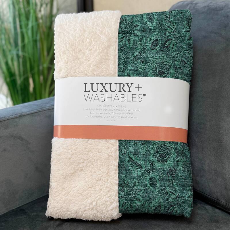 Premium Machine Washable Floral Sherpa Throw Blanket