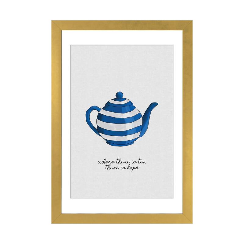 iCanvas "Where There Is Tea There Is Hope" by Orara Studio - Gold - 32x24x1