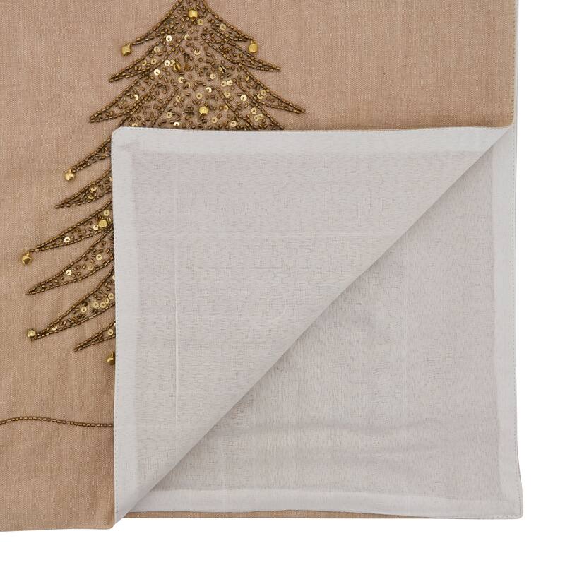 Table Runner With Beaded Christmas Tree Design