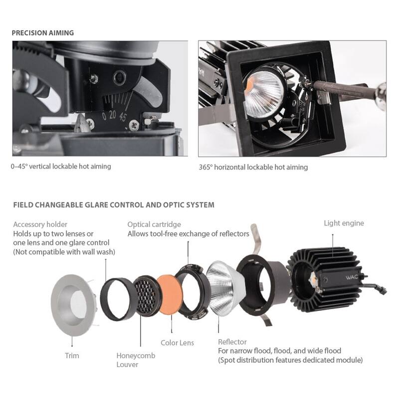 WAC Lighting Volta 2" Square Adjustable Trim with LED Light Engine and