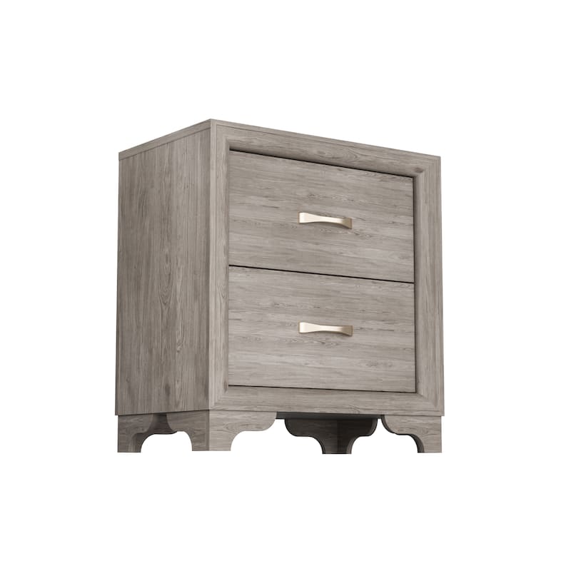 Contemporary Style 3pc Bed 2x Nightstand Set Metal Handles Bracket legs Espresso Finish Bedroom Furniture