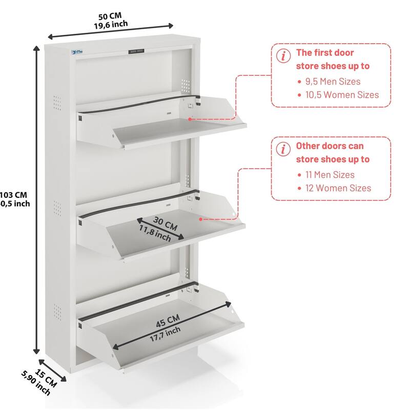 Antibacterial 3 Tier metal shoe cabinet side holes
