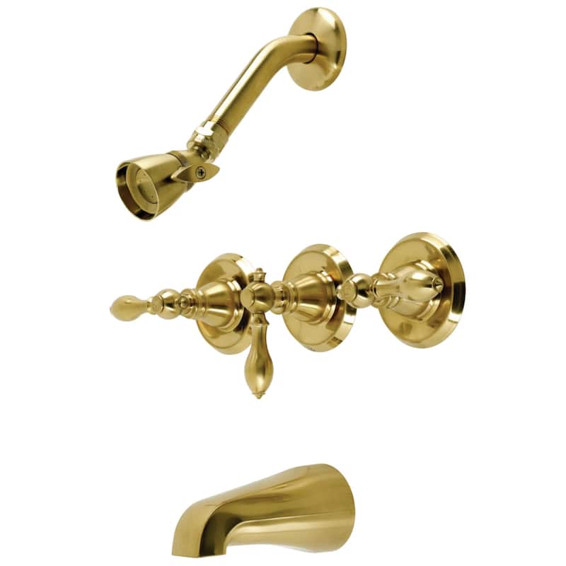 American Classic Three-Handle Tub and Shower Faucet - Brushed Brass