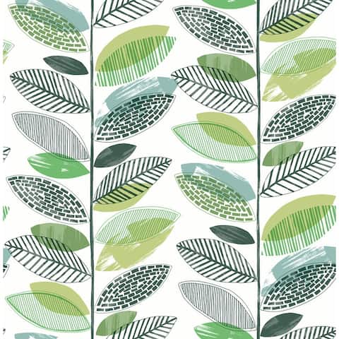 Nyssa Green Leaves Wallpaper - 20.5in x 396in x 0.025in