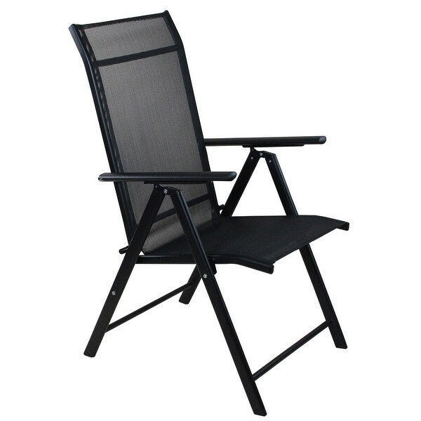 40undefined Black Steel and Mesh Foldable Reclining Patio Arm