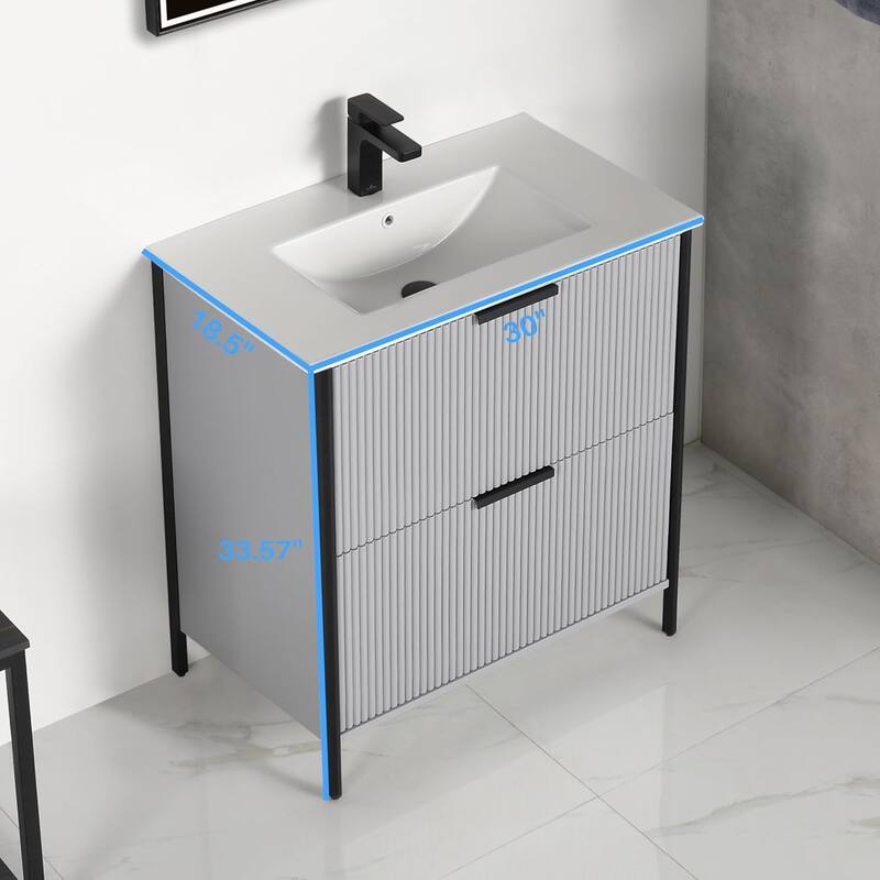 Blossom 30 Inch All Wood Freestanding Bathroom Vanity with Sink