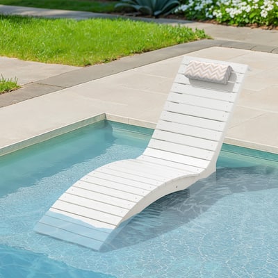 22"W HDPS Outdoor Lounger For Pool, Outdoor Backrest Lounge Chaise With Cushion, Single Pool Lounge Chairs For In Pool