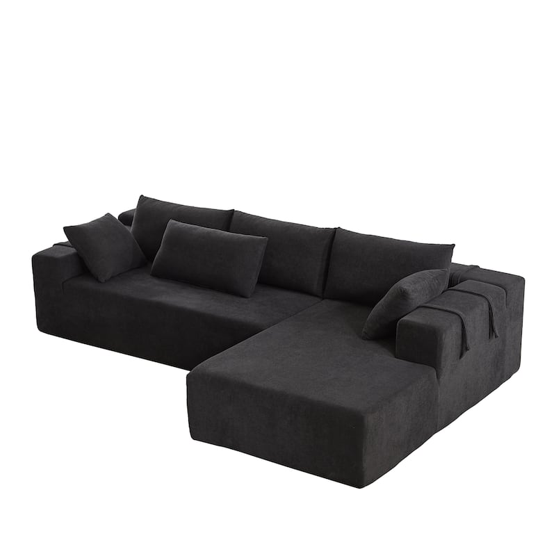 108" Chenille Modular L-Shaped Sectional Sofa with 6 Pillows, Right Chaise & No-Assembly Design