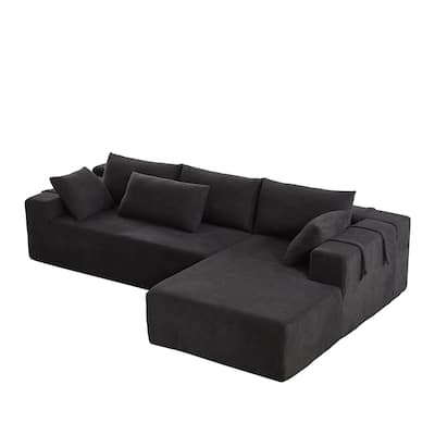 Modern Upholstered Sectional Sofa Couch Set, 108" L Shaped Sectional Sofa Set With 6 Pillows for Living Room and Bedroom
