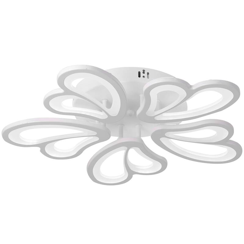 Indoor Modern Dimmable LED Semi-Flush Mount Ceiling Light Fixture with Remote and Creative Flower Lampshade