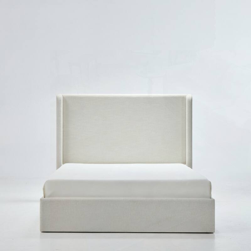 Upholstered Platform Bed Frame with Wingback Bed