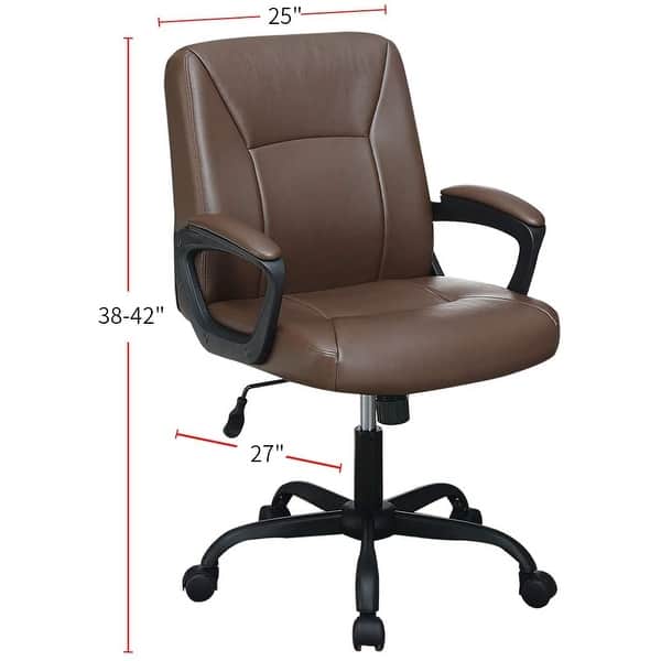 Faux Leather Relax Office Chair, Ergonomic Computer Desk Chair, Upholstered Seat with Armrests and Adjustable Height - N/A