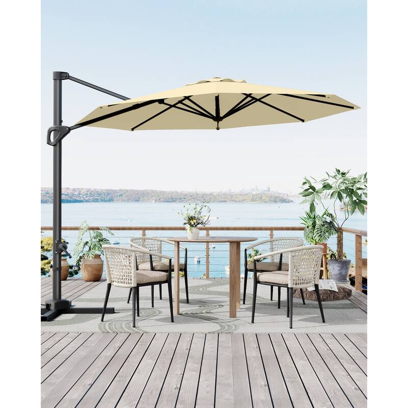 10FT Outdoor Cantilever Umbrella Patio Umbrella with Base