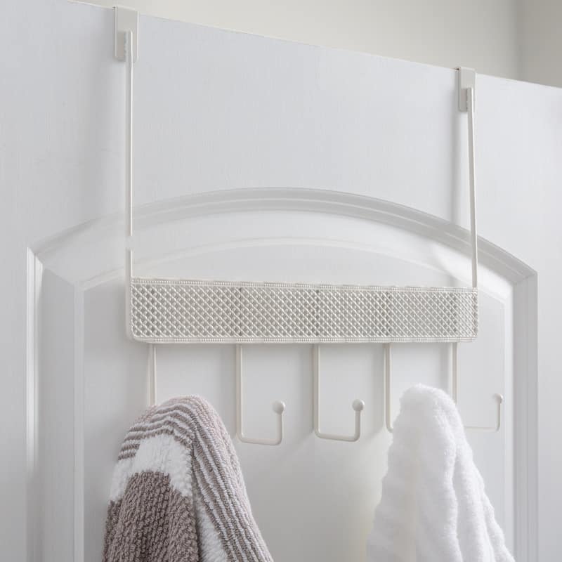 Elle Décor La Croix 5 Hook Over the Door Hook in White - 15"x 4"x 10"
