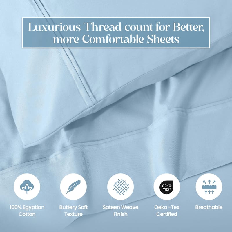 Blue Nile Mills 1200 Thread Count Egyptian Cotton Deep Pocket Sheet Set