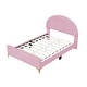 preview thumbnail 21 of 52, Bedroom Velvet Fabric Bed Frame with Classic Semi-circle Shaped Headboard and Metal Legs, Upholstered Platform Bed for Kids Pink - Full