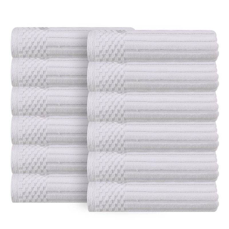 Superior Soho Ribbed Cotton Face Towel/Washcloth Set of 12