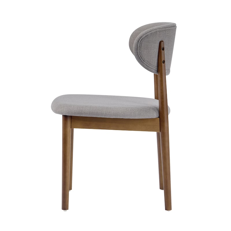 Christopher Knight Home - Draven Upholstered Side Chairs with Walnut wood frame and Curved Back（Set of 2）
