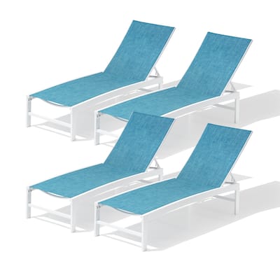 Pellebant Outdoor Adjustable Aluminum Chaise Lounge Chairs (Set of 4) - 23.43 " W x 42.63" D x 13.15" H