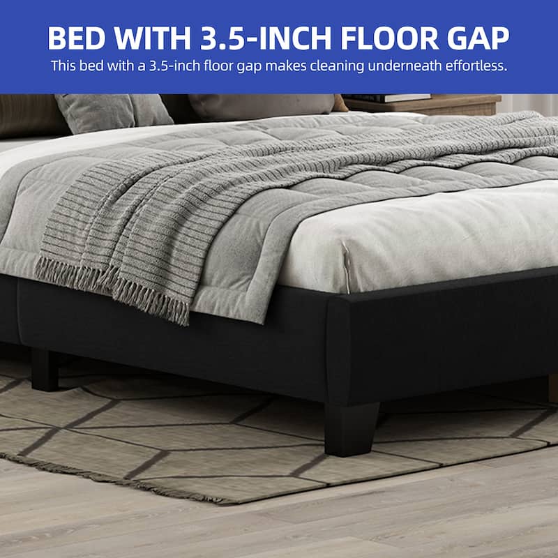 58" Tall Wingback Storage Headboard Bed Frame with USB Charging Stations and Deep Button Tufted