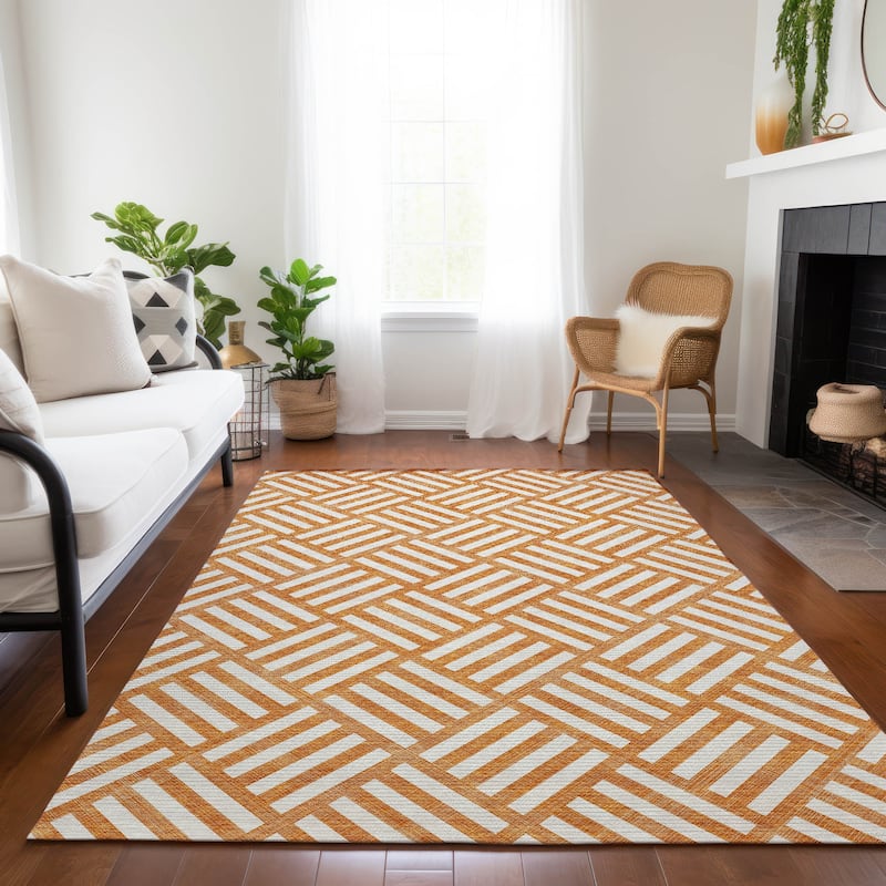 Machine Washable Indoor/ Outdoor Chantille Geo Modern Rug