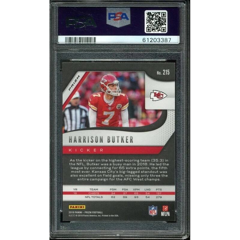 Harrison Butker 2019 Panini Prizm Red Ice Football Card #215 Graded PSA 10 - 8' x 11'