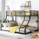 preview thumbnail 11 of 10, Metal Twin XL Over Queen Floor Bunk Bed with Sloping Ladder, Space-Saving Design, Black