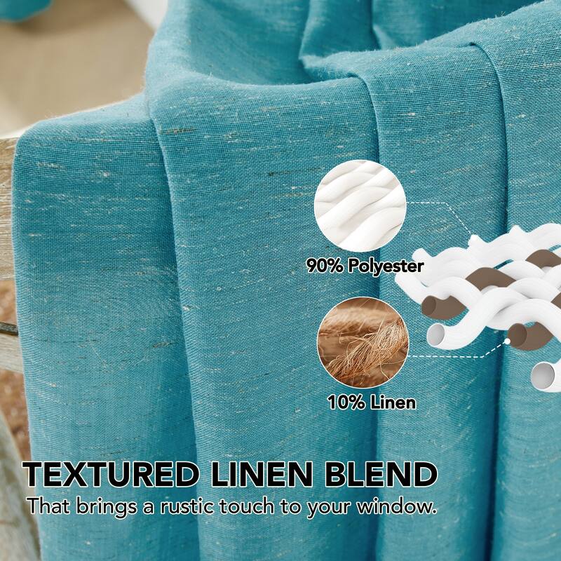Deconovo Textured Faux Linen Sheer Curtains, 2 Panels, OEKO-Certified