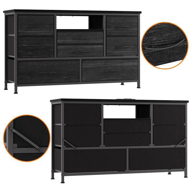 8 Drawers TV Stand with Power Outlet