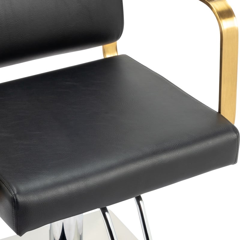 PVC Leather Stainless Steel Armrests Footrests Square Chassis Salon Chair - N/A
